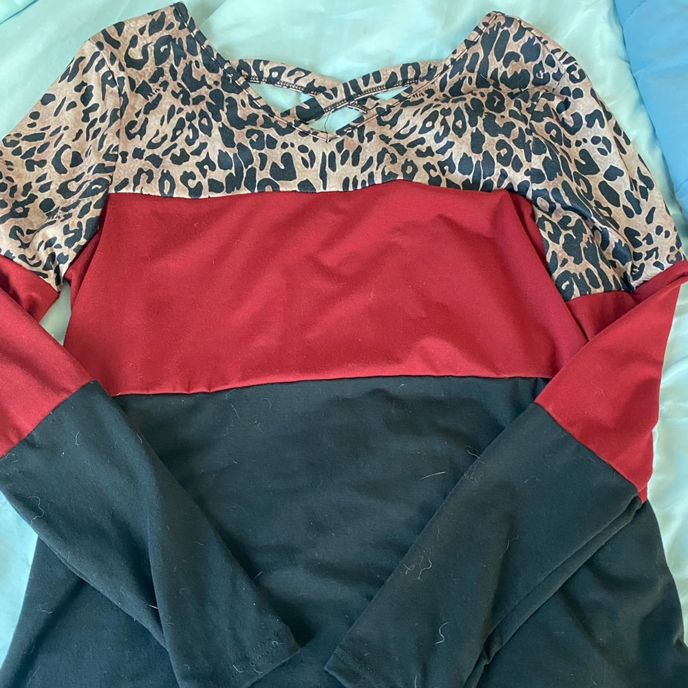 Leopard Color block long sleeve